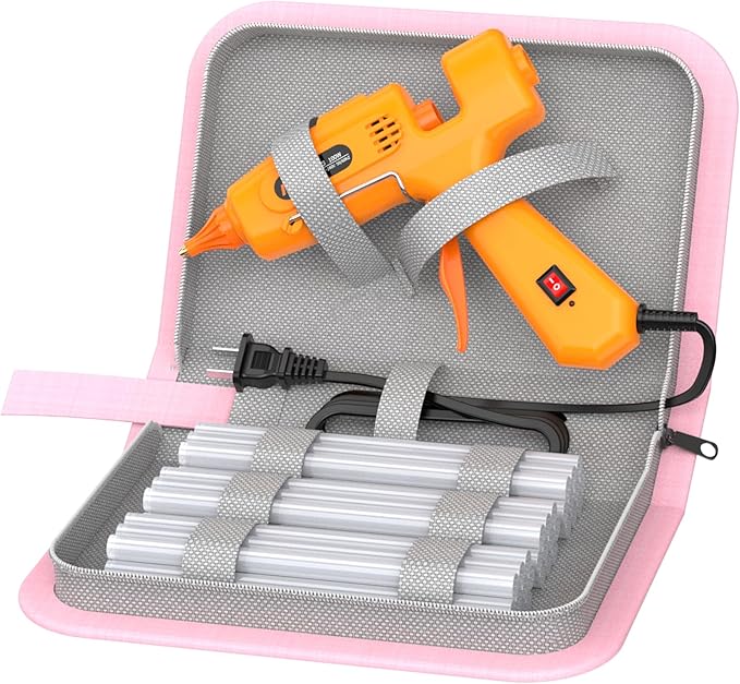 IZIO hot glue gun and sticks set with 21 glue sticks(7/16"), storage pouch, copper nozzle,Equipped with anti scalding mouth, safe switch, ergonomic grip, lightweight for diy projects, home repairs.