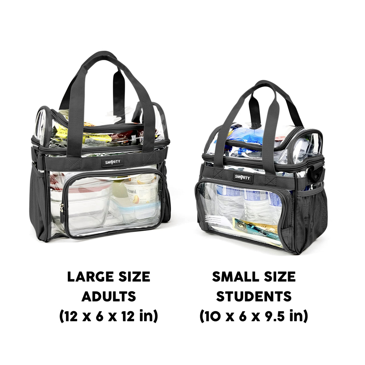 TXSN Large Clear Lunch Tote Heavy Duty Stadium Bag Approved Durable Crossbody Makeup Cosmetic Box for Men Women Work (Black, 12 x 6 x 12)