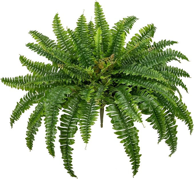 Ferns Artificial Plants 33.5" Dia. Faux Ferns for Outdoor Planter Large Fake Ferns Look Real Artificial Ferns with 60 Fronds Hanging Boston Fern Fake Plant Shrubs for Home Farmhouse Garden Porch Decor