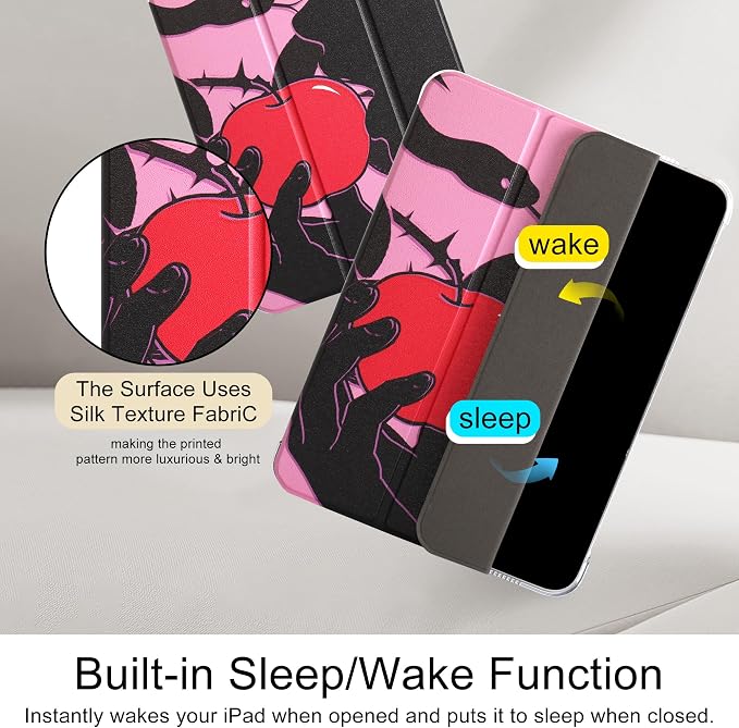 case for ipad 11th Generation11 Inch 2025 (A16 Chip) &amp 10th Gen 10.9 Inch 2022 - Slim Scratch-Resistant Hard PC Translucent Back Shell Smart Cover Wake/Sleep FunctionBlack Bow