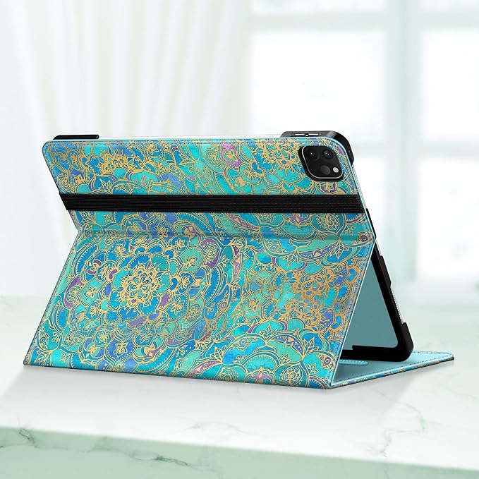 Fintie Multi-Angle Folio Case for iPad Pro 12.9 6th/5th/4th/3rd Generation | Multiple Viewing Angles Pencil Holder &amp Storage Pocket Drop Protection Pencil Charging Auto Sleep/Wake Blooming Hi