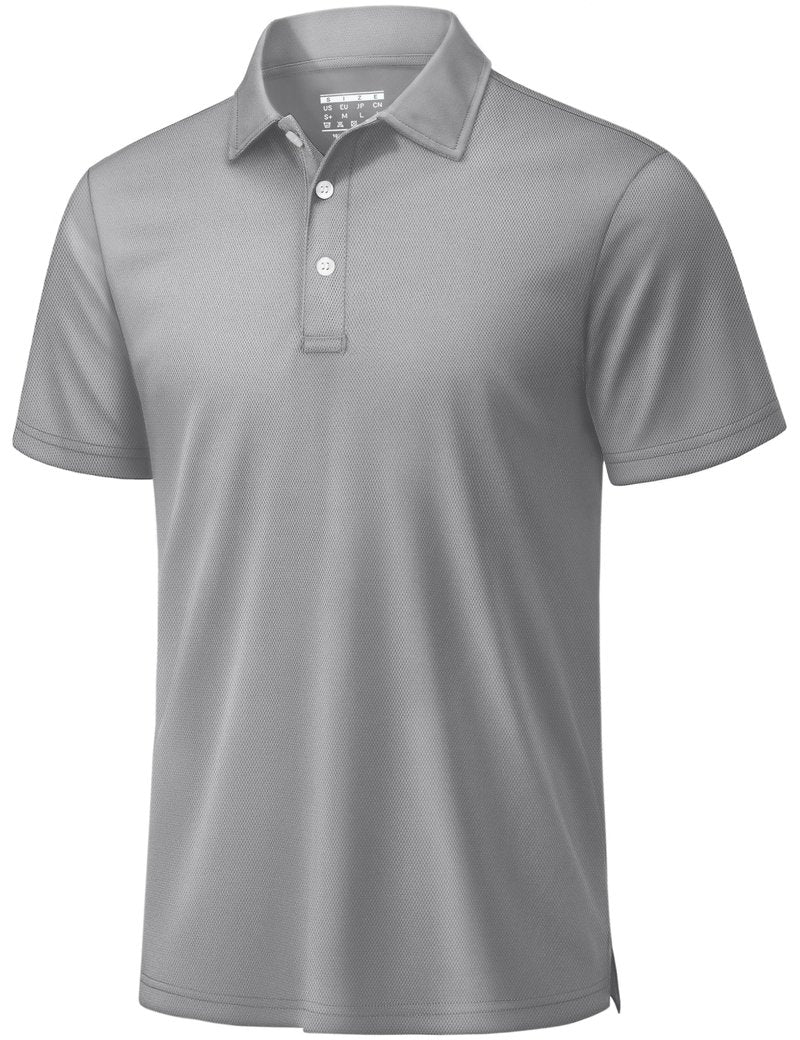 TACVASEN Mens Golf Shirt Dry Fit Mens Polo Shirts Short Sleeve Performance Golf Polos for Men with Collar Work Shirts Light Grey, 2XL