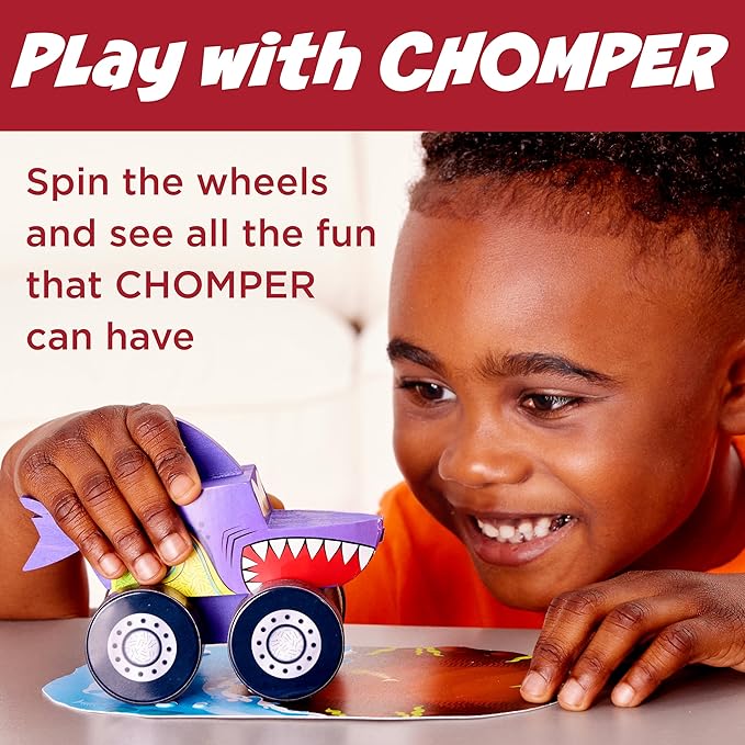 Creativity for Kids Buildeez! Easy Wooden Model Set: Monster Shark Truck, Chomper - Arts and Crafts for Kids, STEM Kids Building Kit, Monster Truck Toys for Boys (Ages 5+)