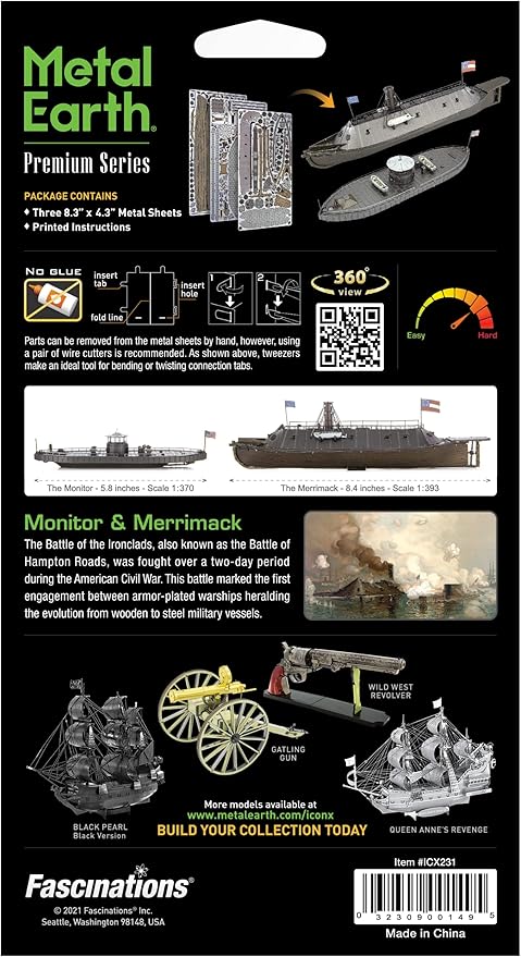 Metal Earth Fascinations Premium Series Monitor & Merrimack 3D Metal Model Kit