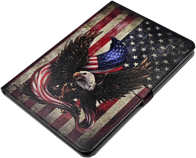 Case for Amazon Fire HD 10 Tablet 7th / 9th Generation 2017/2019 Release American Football Lightweight PU Leather Folding Stand Cover with Auto Wake/Sleep