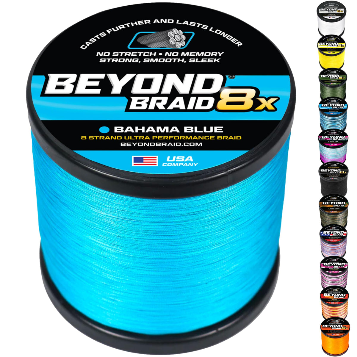 Beyond Braid Braided Fishing Line - Bahama Blue 8X - No Fade - 500 Yards 20LB