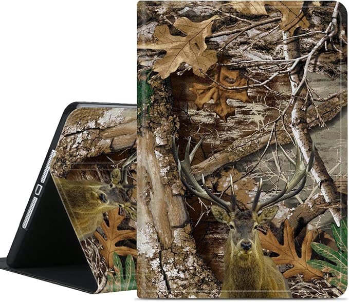 Compatible for Apple iPad Pro 11 Inch 2022/2021/2020/2018 Model (4th/3rd/2nd/1st Generation) with Pencil HolderAdjustable Folio Protective Tablet CoverCamouflage Deer