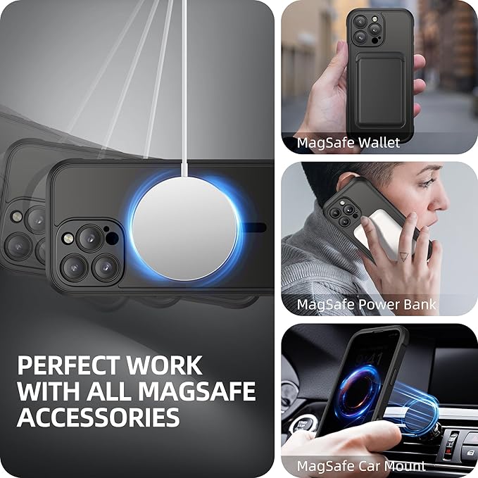 BERFY Magnetic for iPhone 16 Pro Case, Compatible with MagSafe, Built-in Privacy Screen Protector and Upgraded Camera Protection, Anti-Spy Full Body Shockproof Phone Case for 16 Pro 6.3", Black