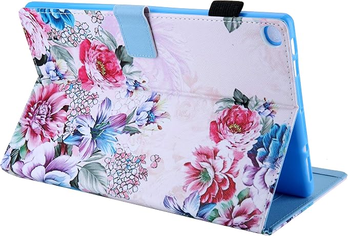 for Galaxy Tab A 8.4 Case 2020 Model (SM-T307/T307U) with Pencil Holder Pockets Multi-Angle Viewing Folio Stand PU Leather Shockproof TPU Cover for Samsung Tab A 8.4 T307 Black Rose Flower