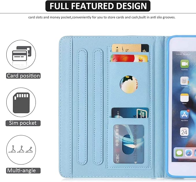 iPad mini Case FANCITY Mini 4 Mini 5 Mini 3/2/1 Smart Wake Sleep Case with Kickstand [Card Slot &amp Pen Holder] PU Leather Protective Cover for Apple iPad mini 4 Mini 5 2019 Mini 2/3 - Beach