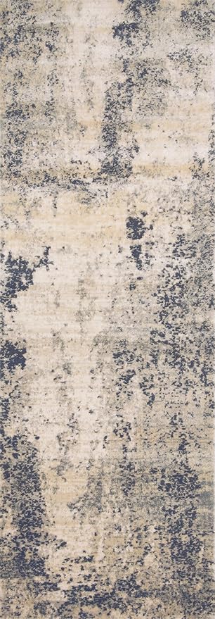 Loloi Teagan Collection TEA-07 Natural/Denim 7'-11" x 10'-6" Area Rug, Large, Soft Neutral Rug, High-Traffic for Living Room, Bedroom, Home Office, Dining Area