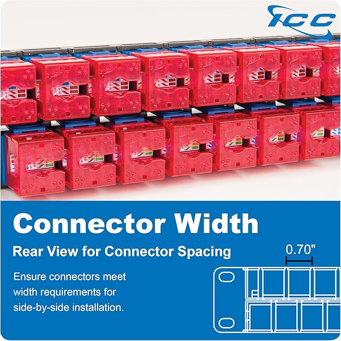 ICC 48 Port Blank Keystone 1U Patch Panel with 19” Metal Rackmount Housing for Slim Profile Keystone Jacks (Sold Separately), UL Listed, IC107BP481