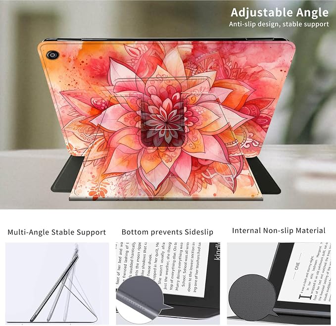 for iPad 9th Generation Case (2021)/8th Gen (2020)/ 7th Gen (2019) 10.2 Inch-360 Degree Rotating Multi-Angle Viewing Protective Cover with Auto Sleep/Wake-Art Mandala Flower
