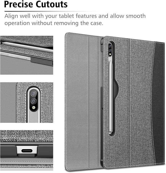 Fintie Portfolio Case for Samsung Galaxy Tab S8/Tab S7 11 Inch | Multiple Angles Business Cover with Pocket Built-in S Pen Holder Auto Sleep/Wake Dreamy Marble