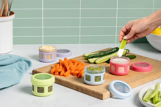 Ello Reusable Condiment Containers 4oz each with Screw-on Leak Proof Lid | Perfect for Salad Dressing Sauce Dips Lunchbox Picnic Travel Bento Box | BPA-Free | Dishwasher Safe