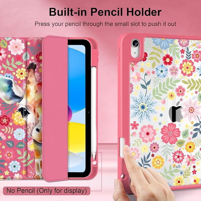 Case for iPad (A16) 11th Generation 11 inch 2025 /iPad 10th Gen 10.9 2022 - Aesthetic Cute Preppy Design Trifold Cover with Soft TPU Bumper Clear Back Auto Sleep/Wake Waves