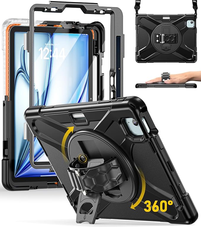 BRAECN Case for iPad Air 11 inch 2026(M4) 2025(M3) 2024(M2)iPad Pro 11 inch(4th/3rd/2nd/1st)&amp Air 10.9(5th/4th) Protective with Pencil Holder Screen Protector 360°Rotating Stand Handle Full Body