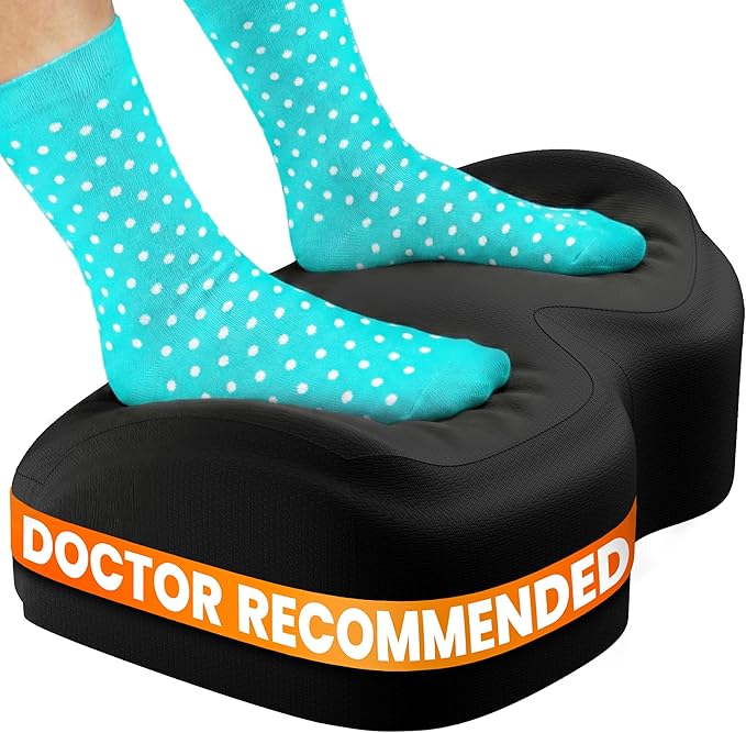 Everlasting Comfort Foot Rest for Under Desk at Work - Memory Foam Office Foot Stool & Under Desk Footrest Leg Elevation Pillow for Gaming & Home Office, Supports Posture