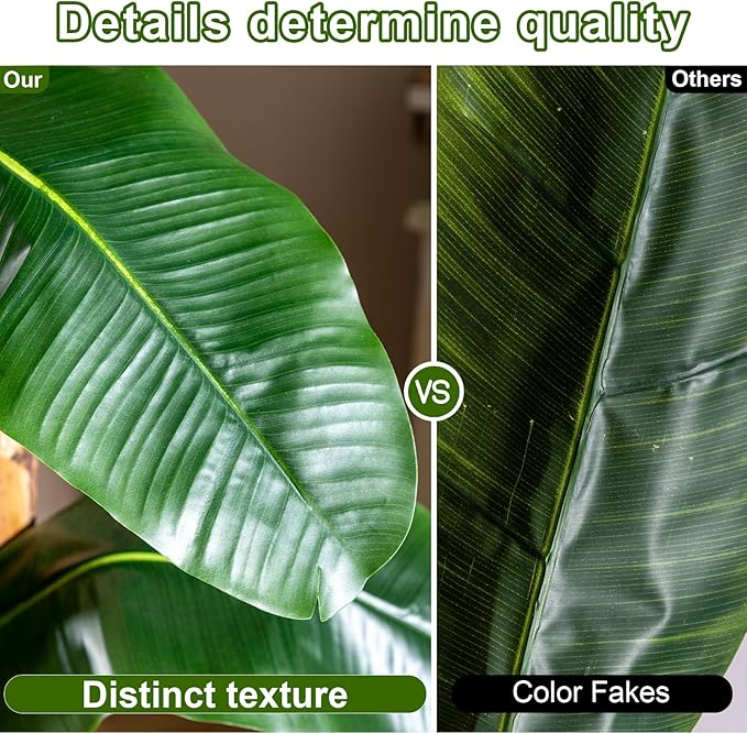 Large Fake Tropical Bananas Trees Tall Artificial Banana Tree Indoor Outdoor Realistic Floor Plant Big Faux Plants for House Home Living Room Office Front Porch Decor Outside Patio para decoracion