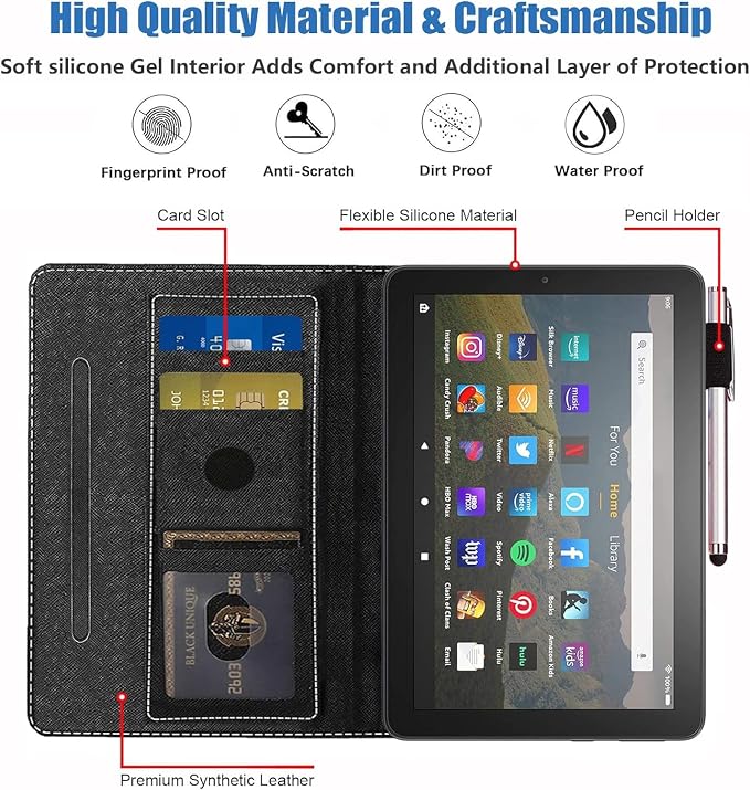 Case for Amazon Kindle Fire 7 Tablet (9th/7th Generation 2019/2017 Release 7 Display) with Card Slot &amp Auto Sleep/Wake - Slim Folding Stand Folio Cover - African Women
