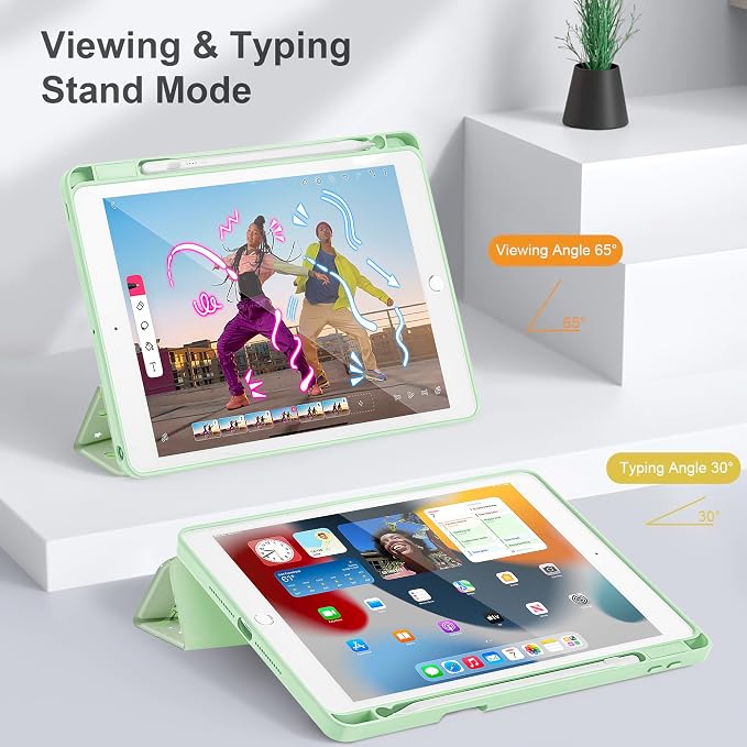 Tuiklol for iPad 10.2 inch 9th / 8th / 7th Gen 2021 2020 2019 Release Case | Built in Pencil Holder - TPU Protection Trifold Stand Stand Clear Back Tablet Cover With Auto Wake/Sleep Blue berries