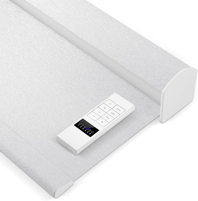 Zshine Motorized Blackout Window Blinds Customize Width (23-95 Inches) Remote Control Wireless and Rechargeable Roller Shades Blinds for Windows, Home, Office, Hotel, Club, Restaurant(82141E)