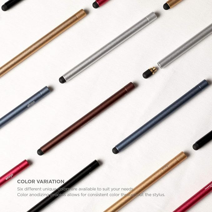 elago Premium Aluminum Slim Stylus Pens for All Touch Screen Tablets | Soft Touch Pen-Point Precise Touch and Control Extra Rubber Tip Included Ergonomic Grip Comfortable Grip (Black)
