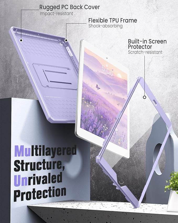 MoKo Shockproof Case Fit 2018/2017 iPad 9.7 6th/5th Generation Black | Heavy Duty Shockproof Full Body Rugged Hybrid Cover with Built-in Screen Protector for Apple iPad 9.7 Inch 2018/2017