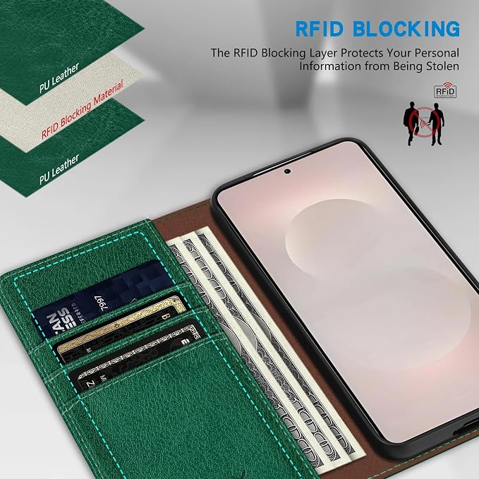 ZZXX for Samsung Galaxy S25 Wallet Case with [RFID Blocking] Card Slot Stand Strong Magnetic Leather Flip Fold Protective Phone Case for Samsung Galaxy S25 Case Wallet(Black-6.2 inch)