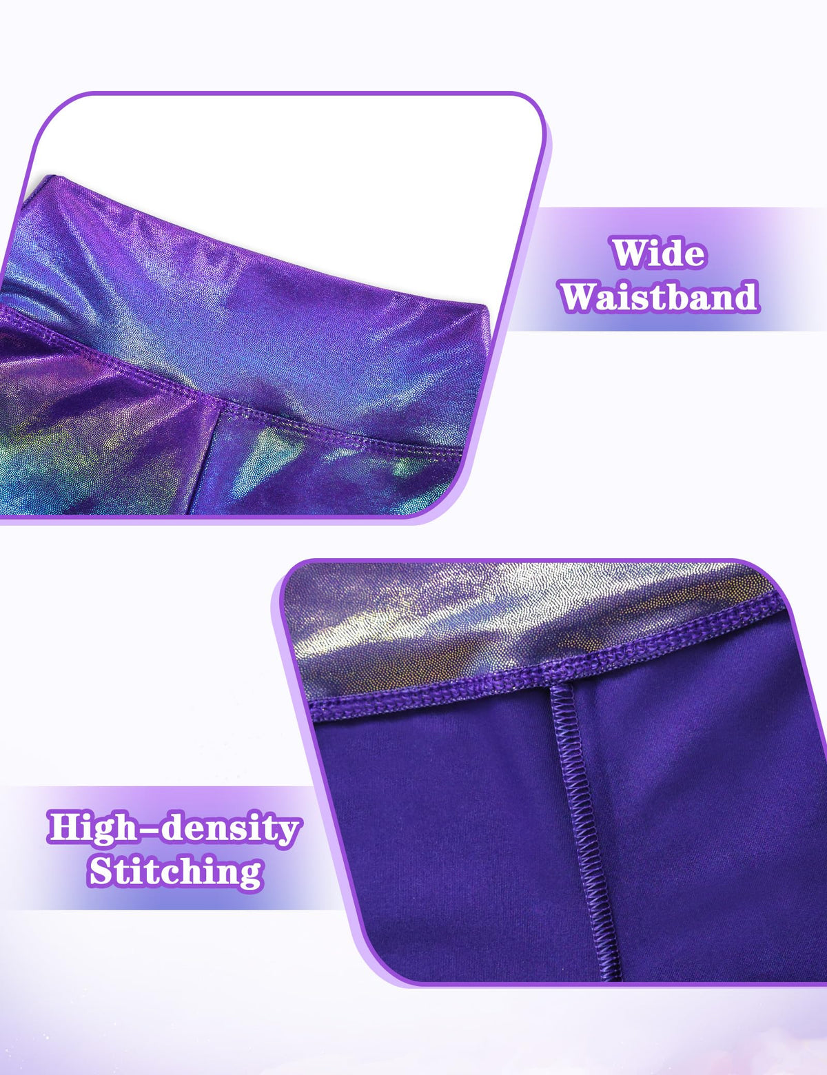 Nokecina Girls Gymnastics Leotards with Shorts Size 6-7 Years Old Purple Gold Gym Outfit Shiny Tumble Class Bodysuits