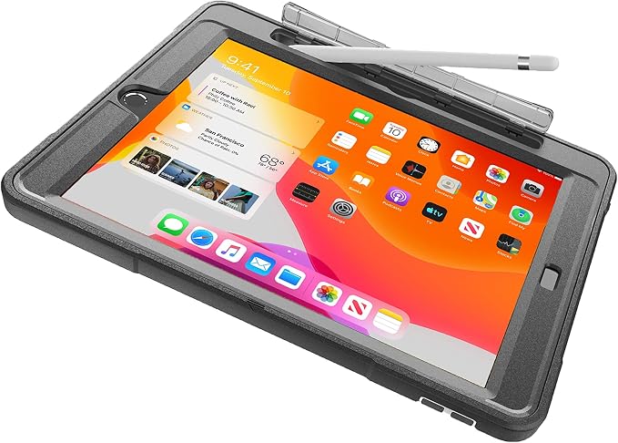 New Trent iPad 9th Generation 8th Generation 7th Generation Stronger Kickstand Full Body case with Rotational Hand Strap &amp Screen Protector 2021 2020 2019 (with Pencil Holder)