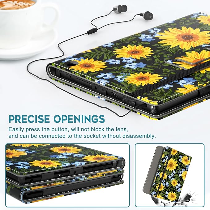 Case for All-New Amazon Fire HD 10 Tablet (13th/11th Generation 2023/2021 Release) 10.1 - Slim Folding Stand Cover with Auto Wake/Sleep Hand Strap &amp Stylus Pen Holder Black Cat