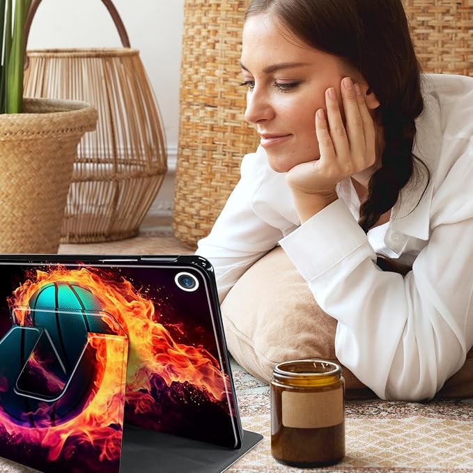 for iPad 10.2 Rotating Case 360° Protection Adjustable Kickstand Cover for iPad 10.2 (7th8th9th Generation) Shockproof Durable Lightweight PU Leather for iPad 10.2 Stand Case Basketball