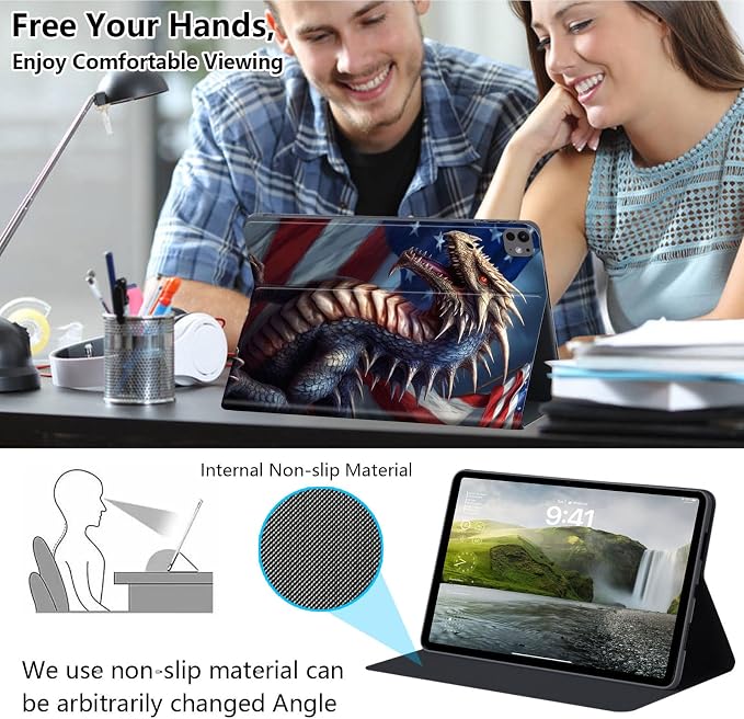 Case for iPad Air 11-inch (M4 2026 / M3 2025 / M2 2024) iPad Air 5th/4th Gen (2022/2020) 10.9 Slim PU Leather Folio Stand &amp Auto Sleep/Wake Protective Smart Cover Tree Fluorescent