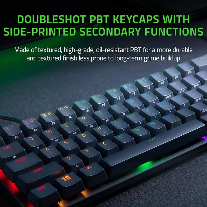 Razer Huntsman Mini 60% Gaming Keyboard: Clicky Optical Switches - Rapid Trigger Mode - Chroma RGB Lighting - PBT Keycaps - Onboard Memory - Snap Tap - Classic Black