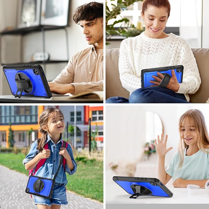KAIJIAbox Case for Samsung Galaxy Tab A11+ Plus/Tab A9+ Plus 5G 11 Inch | 7 in 1 Protection: Screen Protector Pen Holder 360° Stand Hand Strap Shoulder Strap Drop-Proof Lightweight-Clear