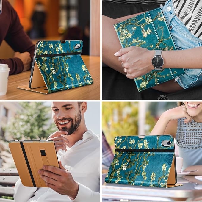 DTTO for iPad Air 11-inch Case M4/M3/M2 (2026/2025/2024) iPad Air 5th / 4th Generation (2022/2020) Premium Leather Business Folio Stand Cover with Pencil Holder - Auto Sleep/Wake Brown
