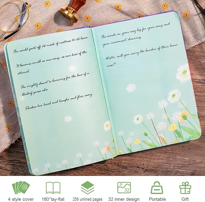 Asten Colorful Blank Journal, Writing Journal Notebook for Women, Hardcover Notepad Personal Dairy Journal to write in for Women Girl Gift, Ribbon Book Mark, 256 Pages Unlined (Hello, Future)