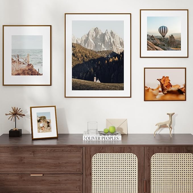 12x16 Metal Picture Frame For Wall With Mat For 9x12, 12''x16'' Aluminum Certificate Document Frames With Tempered Glass, Minimalist Modern Poster Frame Horizontally And Vertically, Bronze
