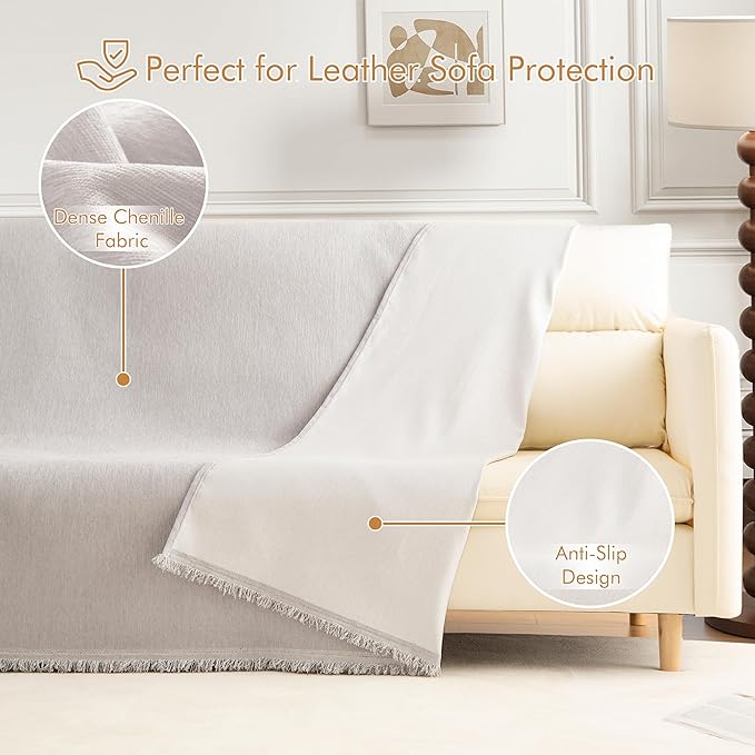 Couch Cover for 3-4 Cushion Couch Sofa Pet Friendly, Chenille Sectional L Shaped Sofa Cover Washable for Dogs Cats Kids, Furniture Protector Slipcover Decor for Living Room, 71"x150"