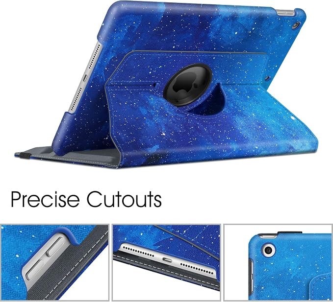Fintie 360° Rotating Case for iPad 9th / 8th / 7th Generation 10.2 Inch | Swivel Stand Portrait &amp Landscape Viewing Shockproof Cover with Pencil Holder Auto Wake/Sleep Aqua Wave