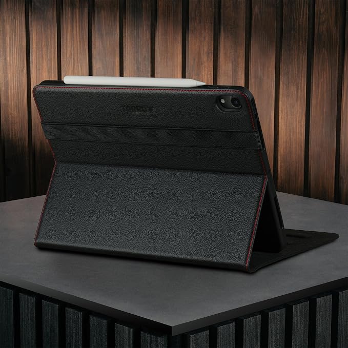 TORRO Case Compatible with iPad Air 11 M4 (2026) M3 (2025) &amp M2 (2024) and iPad Air 5th / 4th Gen - Leather Folio Cover Stand Apple Pencil Charging Auto Wake/Sleep (Black)