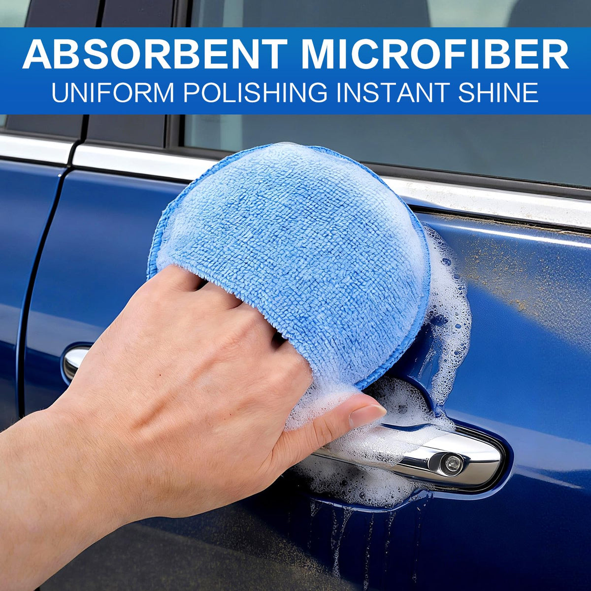 FONASONIC 6 Pack Microfiber Wax Applicator Pads, Car Wax Applicator with Finger Pocket, Detail & Polishing Foam Pad for Car Cleaning and Best Polishing (5 inch)