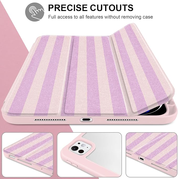 DONGKE for iPad Pro 11-Inch Case (M5 2025 / M4 2024) 6th/5th Generation [Auto Sleep/Wake &amp Pencil Pro Holder] Clear Acrylic Back Smart Trifold Stand Cover Bear &amp Cherry