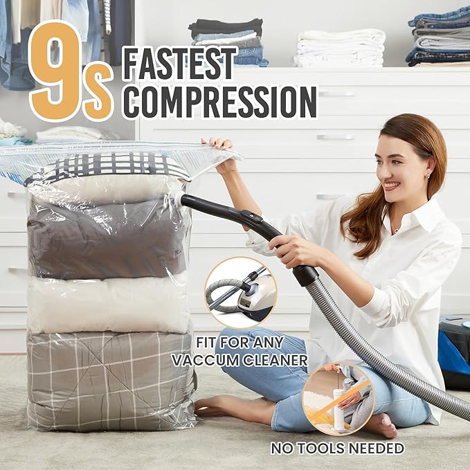 TAILI Vacuum Storage Bags 4 Pack, Jumbo Cube (31x40x15 Inch), Vacuum Seal Bags for Beddings, Comforters, Pillows, Clothes, Space Saving for Closet and Home Storage, Blue Coastline