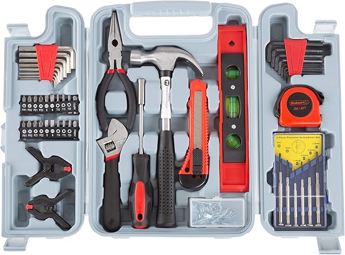 Tool Kit - 132 Heat-Treated Pieces with Carrying Case - Essential Steel Hand Tool and Basic Repair Set for Apartments, Dorm, Homeowners by Stalwart