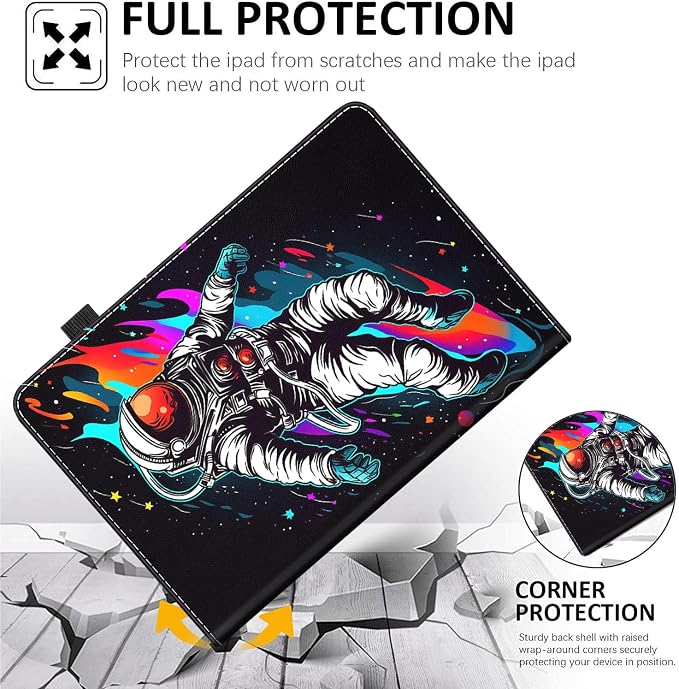 Case for All-New Amazon Fire HD 10 and 10 Plus Tablet (13th/11th Generation 2023/2021 Release) 10.1 Multi-Angle Smart Stand Cover Auto Sleep/Wake Skull and Fire