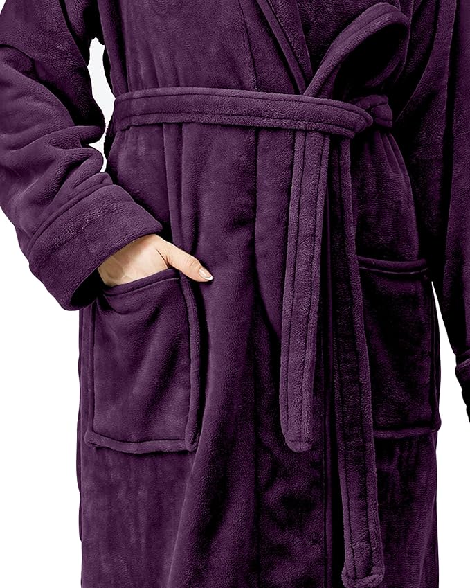 NY Threads Premium Womens Robe, Plush Fleece Long Bath Robe for Women, Fluffy Soft Women's Bathrobe