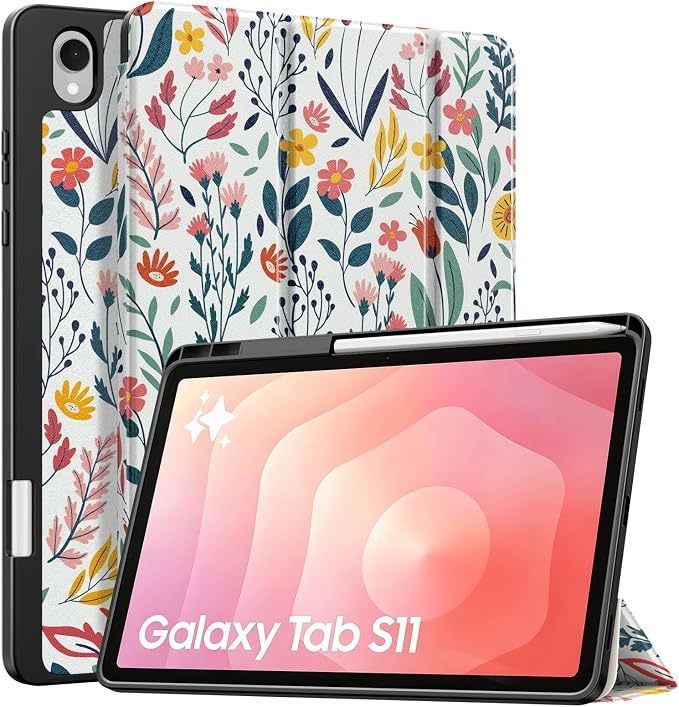 TiMOVO Soft Case for Samsung Galaxy Tab S11 11 Inch 2025 Black | Fit for SM-X730/X736B S Pen Holder Slim Stand Soft TPU Back Auto Wake/Sleep