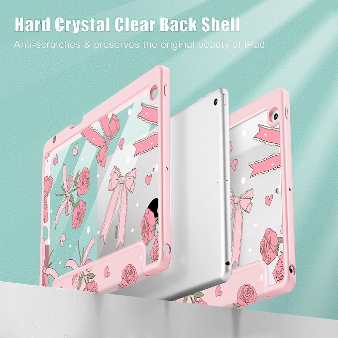Tuiklol for iPad 10.2 inch 9th / 8th / 7th Gen 2021 2020 2019 Release Case | Built in Pencil Holder - TPU Protection Trifold Stand Stand Clear Back Tablet Cover With Auto Wake/Sleep Blue berries